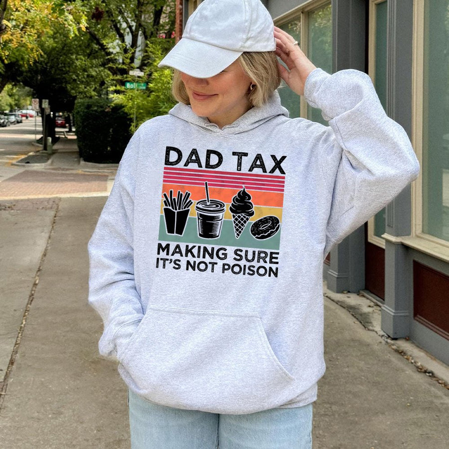 Dad Tax Hoodie | Funny Food Graphic Retro Design | Premium Cotton Blend | Best Father's Day 2026 Gift for Dad or Husband
