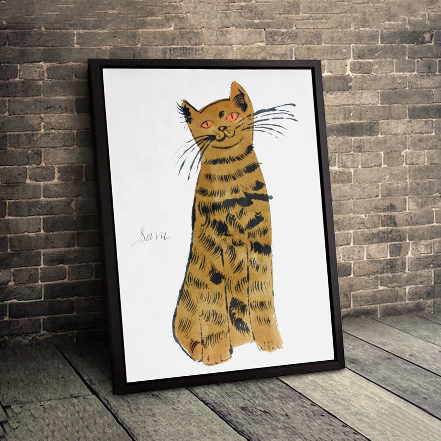 Orange Tabby Cat Wall Art | Mid-Century Modern Illustration | Premium Gallery Wrapped Canvas | Whimsical Pet Lover Gift Decor