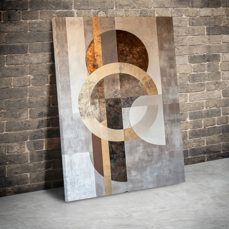Abstract Geometric Canvas Wall Art | Modern Neutral Earth Tone Circles | Premium Gallery Wrapped Print | Modern Living Room & Office Decor Gift