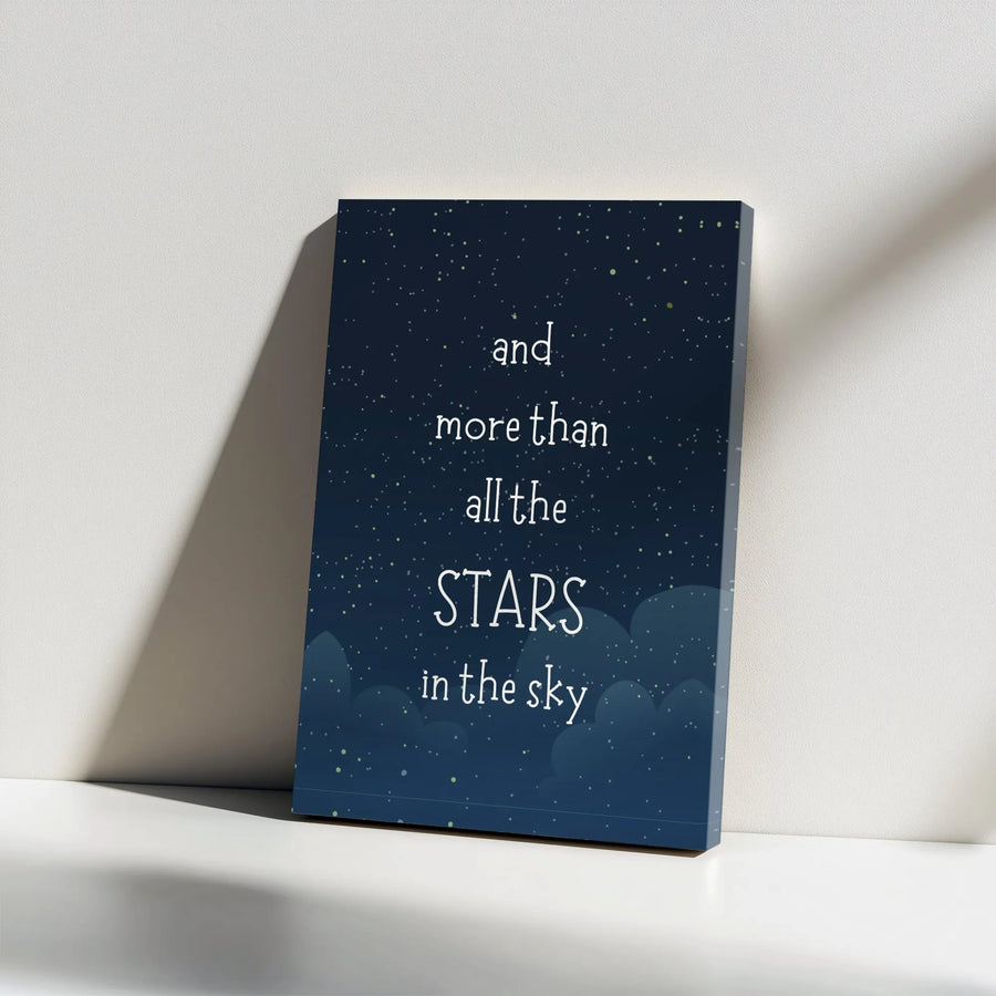 More Than All The Stars Canvas Wall Art | Inspirational Quote Print | Premium Gallery Wrapped Canvas | Kids Room & Nursery Decor Gift