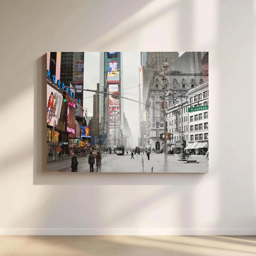 New York City Times Square Wall Art | Past and Present Urban Photography | Premium 1.25 inch Gallery Canvas | NYC Home & Office Decor Gift