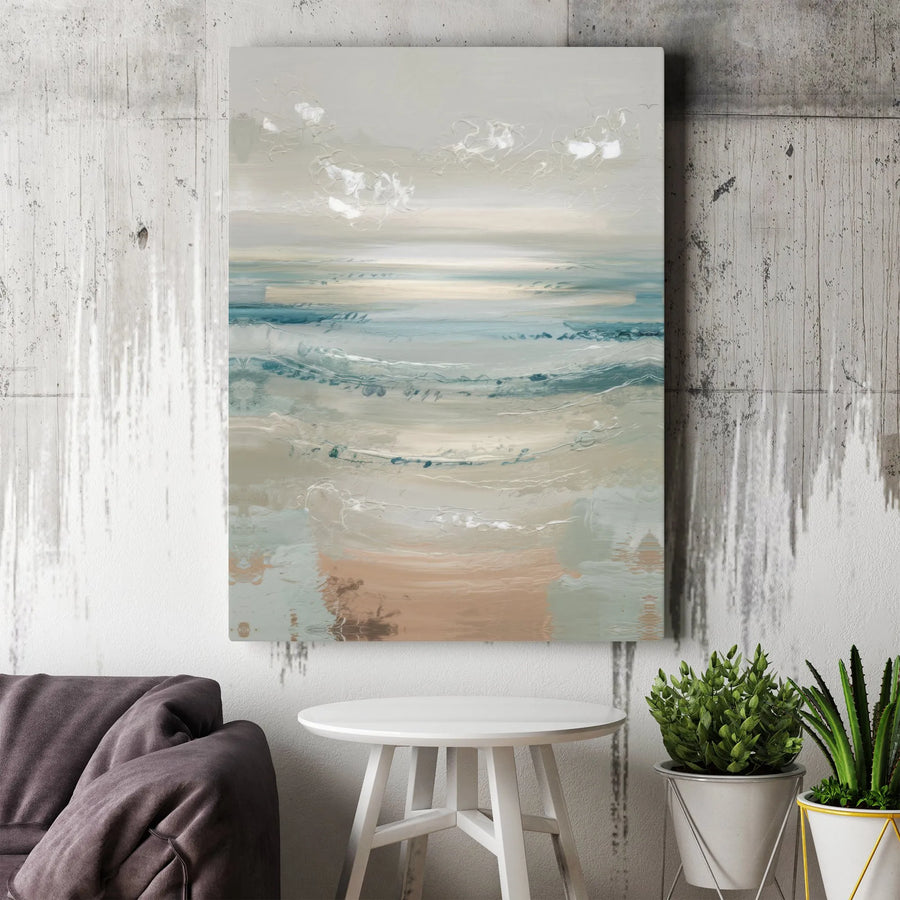 Coastal Abstract Wall Art | Modern Minimalist Ocean Painting Print | Premium Thick Gallery Wrap Canvas | Living Room & Bedroom Decor