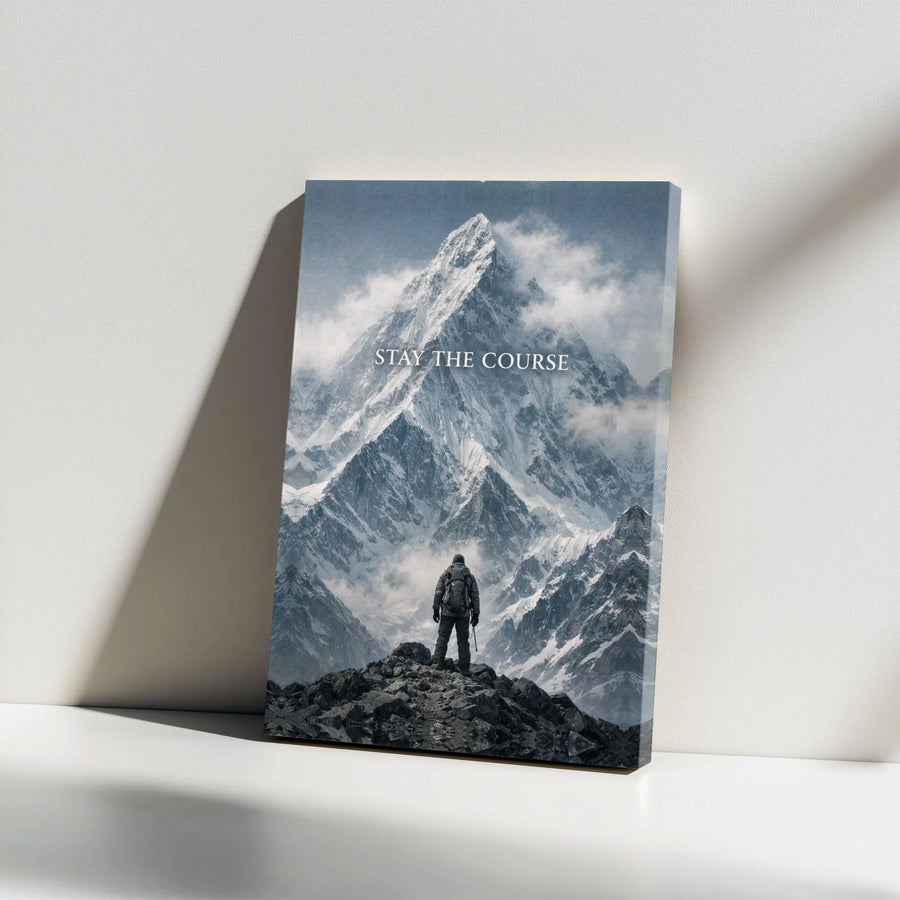 Motivational Canvas Print | Stay The Course Quote Wall Art | Premium Thick Gallery Wrap | Inspirational Office Decor Gift for Men
