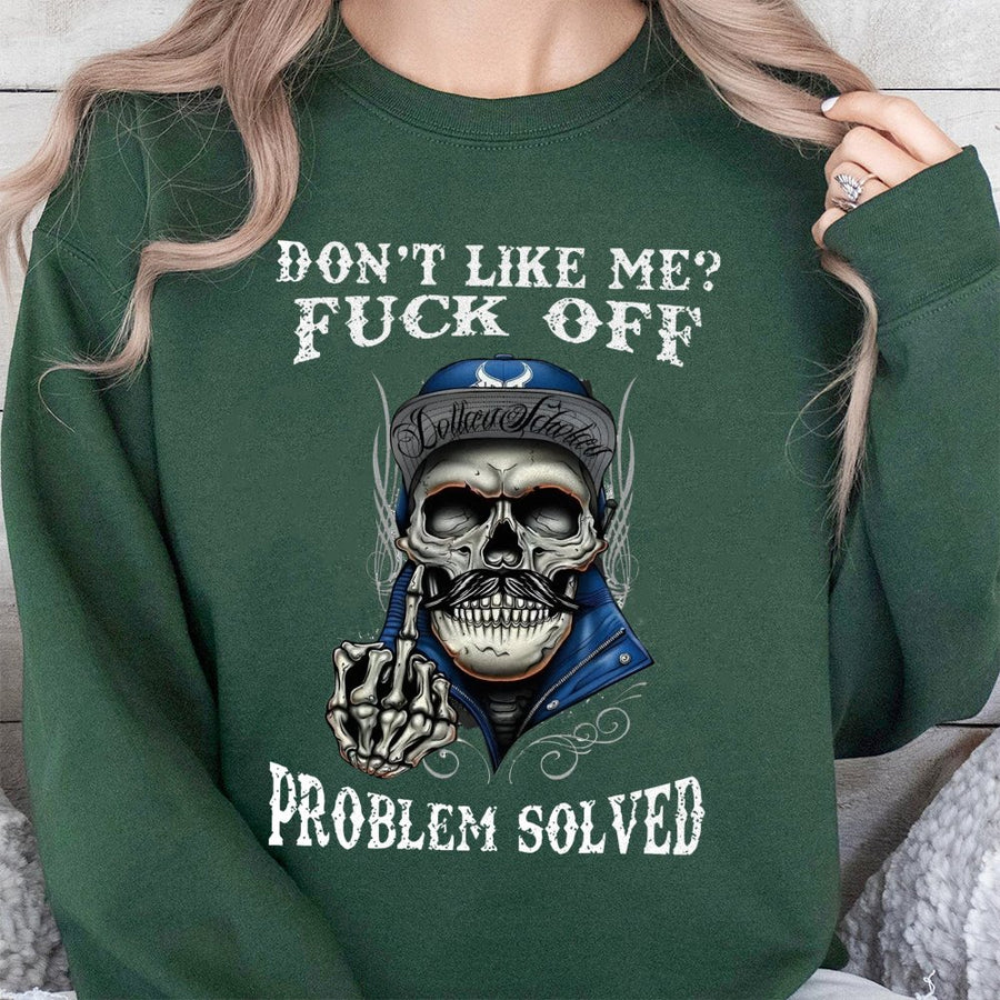 Edgy Skull Graphic Sweatshirt | Don't Like Me Fuck Off Quote | Premium Cotton Blend | Unisex Streetwear Gift for Him or Her