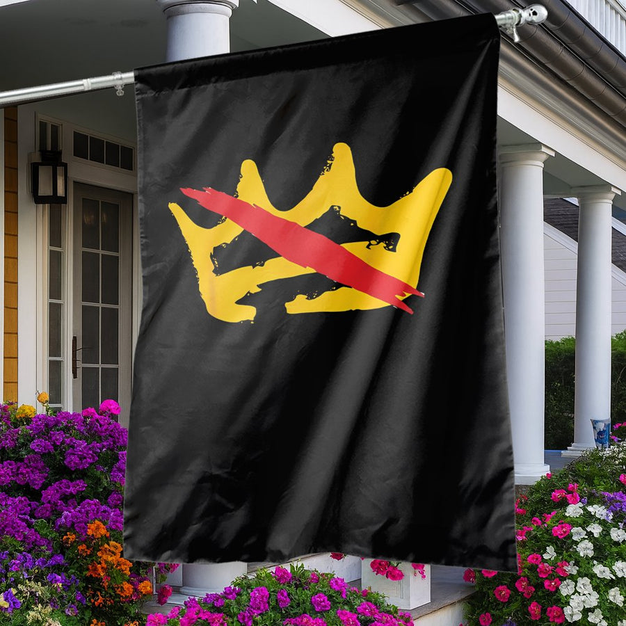Anti-Crown Vertical Garden Flag | Anarchy Symbol Graphic Print | Weather-Resistant Premium Polyester | Durable Outdoor Decor Gift