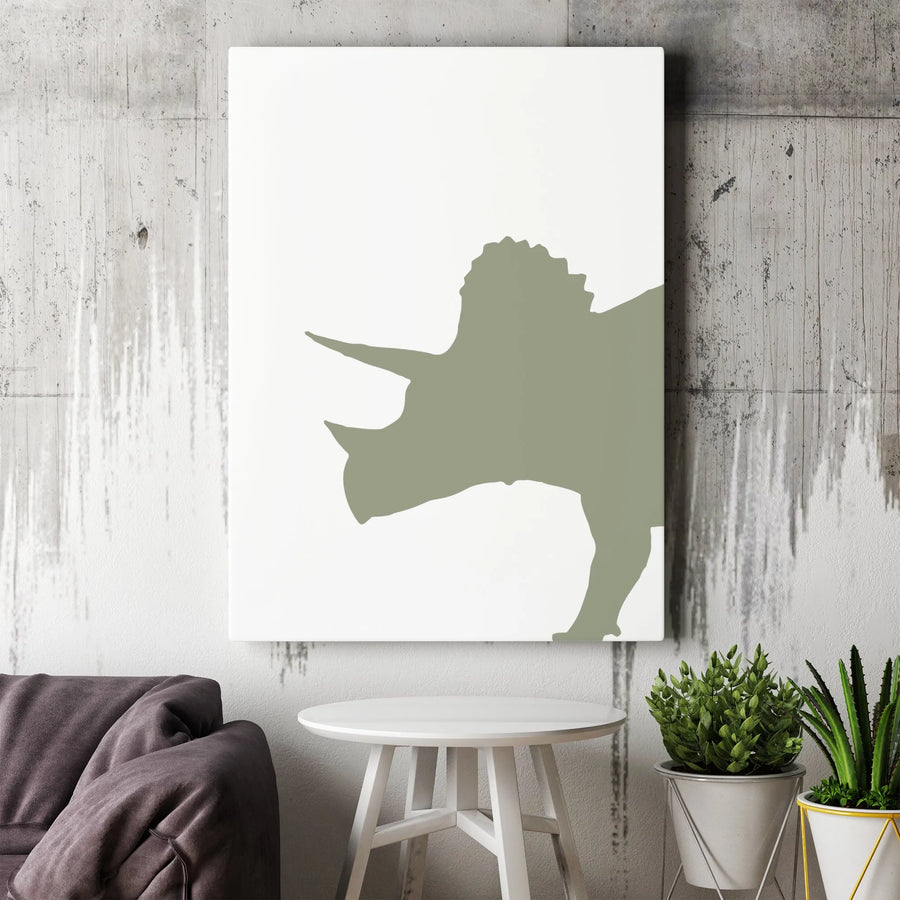 Minimalist Triceratops Canvas Wall Art | Modern Dinosaur Silhouette Print | Premium Gallery Wrapped Canvas | Gift for Kids Room & Nursery Decor