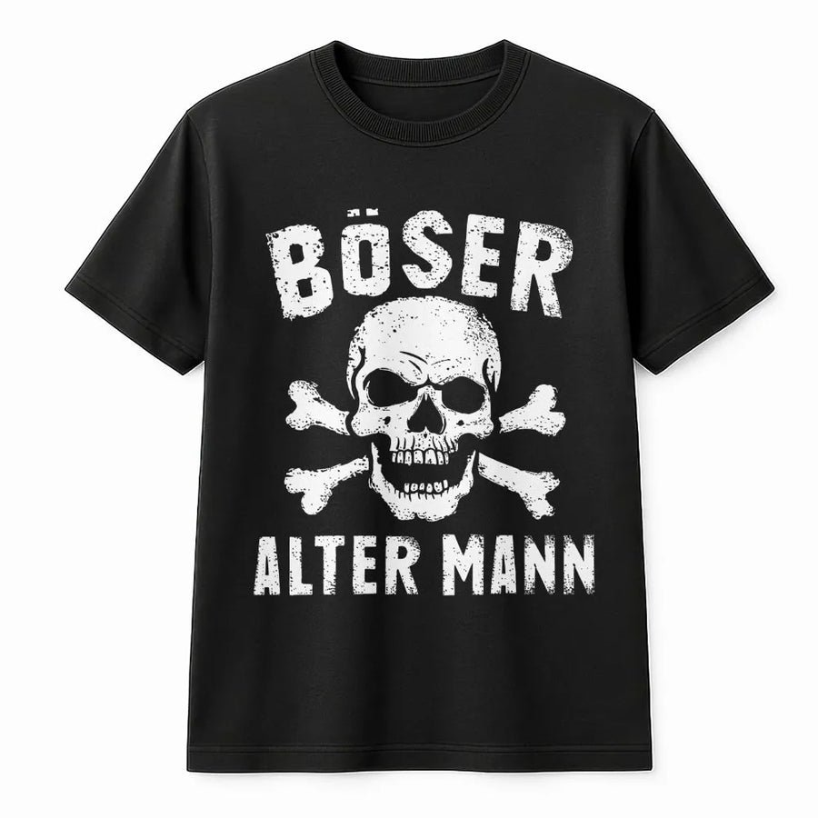 Böser Alter Mann T-Shirt | Vintage Totenkopf Grafik & Spruch | Premium Baumwoll-Mix | Lustiges Geschenk für Papa & Opa