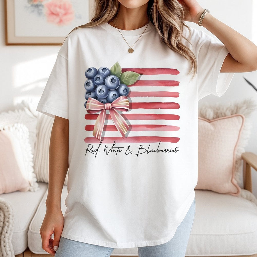 Red White And Blueberries T-Shirt | Patriotic American Flag Fruit Design | 100% Cotton Premium Tee | Fourth of July Gift for Women and Men
