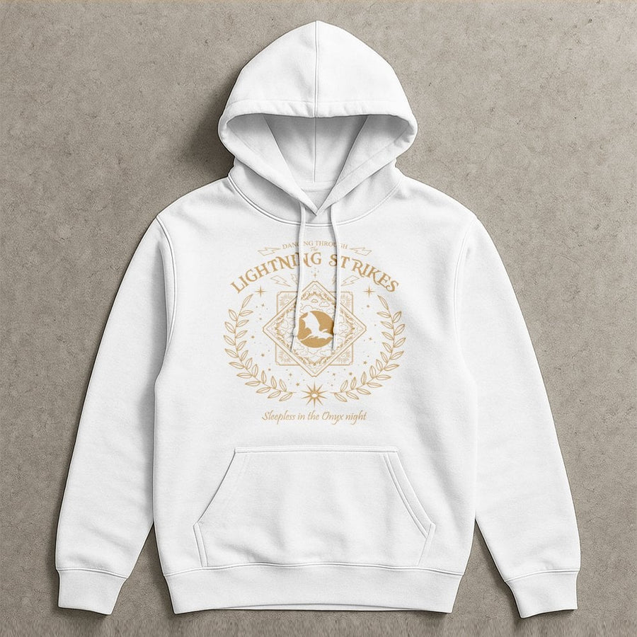 Dragon Fantasy Hoodie | Lightning Storm Gold Graphic | Premium Soft Cotton Blend | Bookish Gift For Readers And Fantasy Fans
