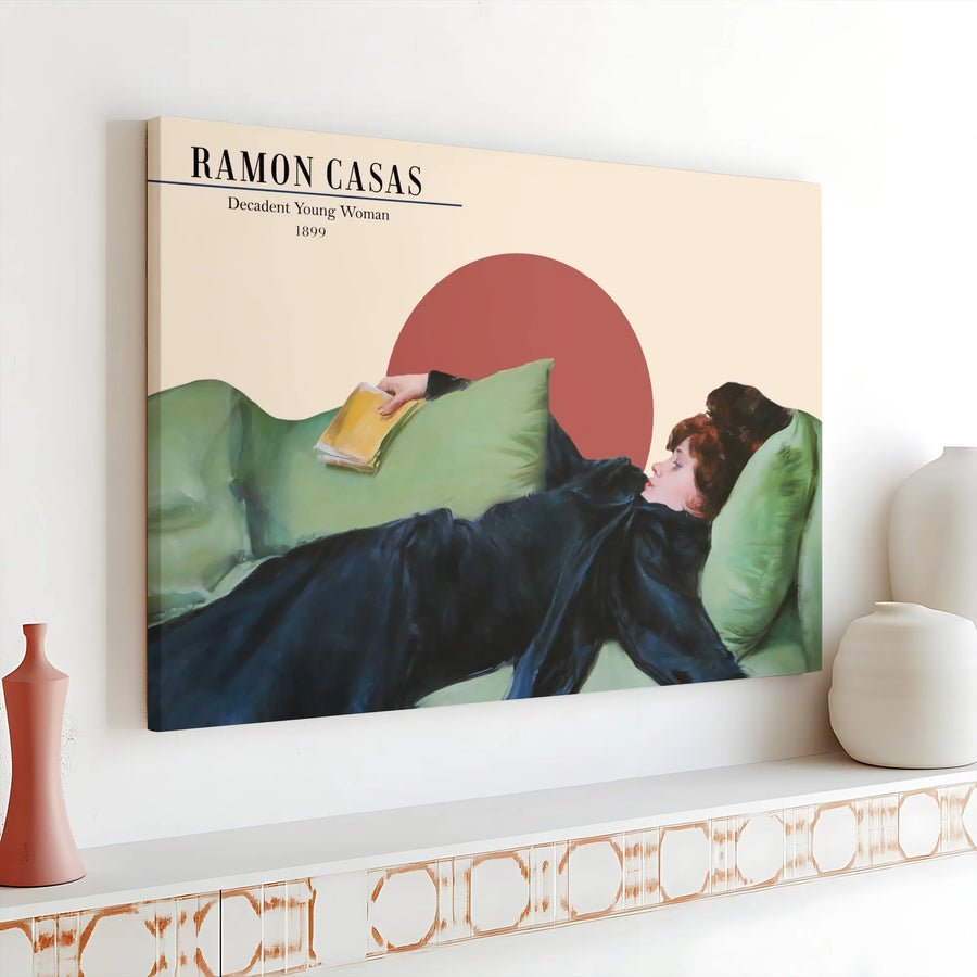 Ramon Casas Decadent Young Woman Canvas Print | Vintage Spanish Art Reproduction | Premium Gallery Wall Art | Collector's Gift for Art Lover