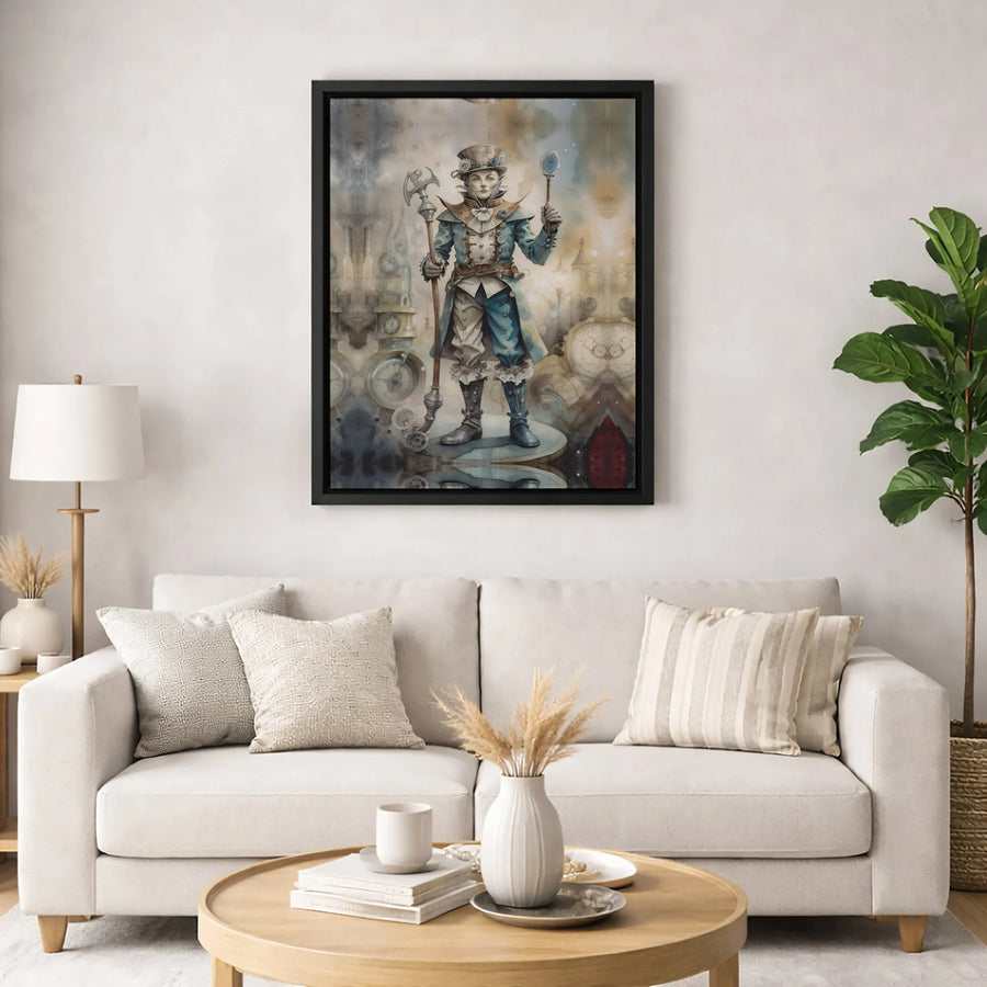 Steampunk Nobleman Canvas Wall Art | Watercolor Fantasy Character Portrait | 1.25-Inch Premium Gallery Wrap | Unique Home Decor Gift for Geeks