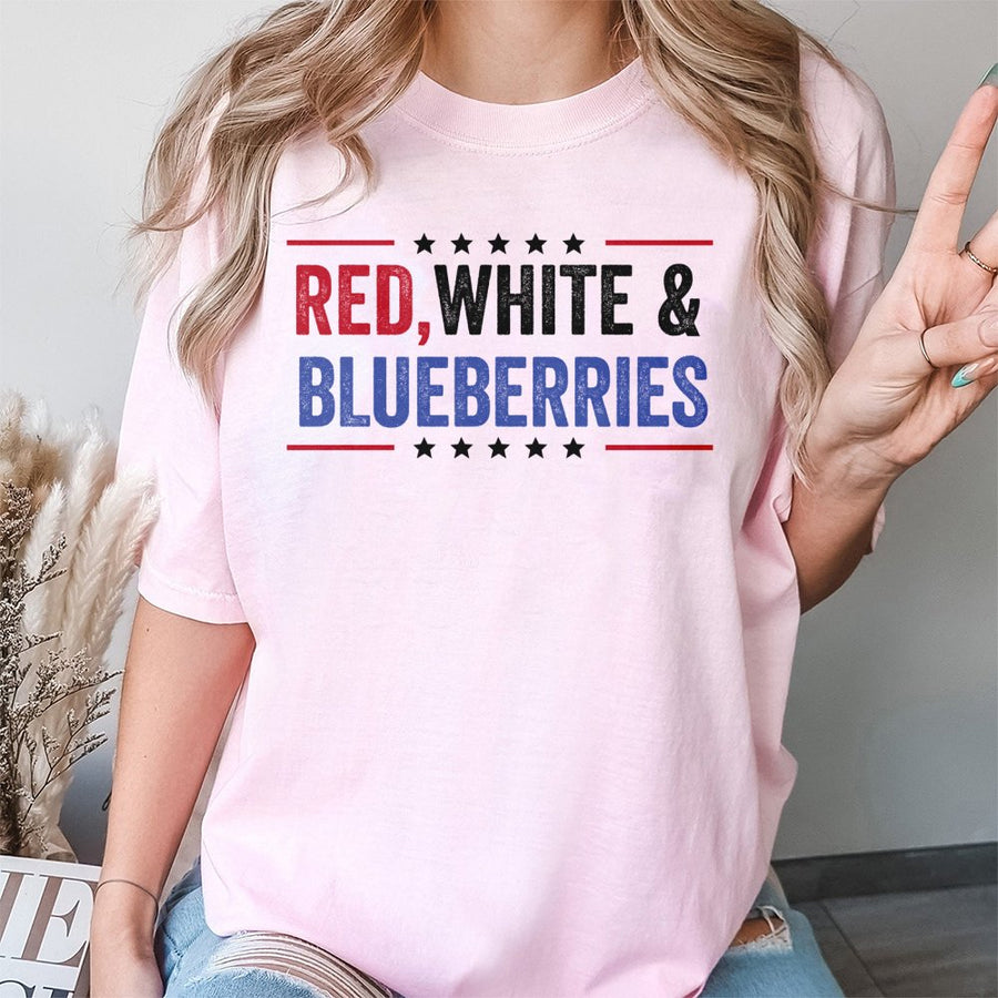 Red White and Blueberries T-Shirt | Patriotic American Flag Graphic | 100% Premium Cotton | 4th of July Gift for Men and Women