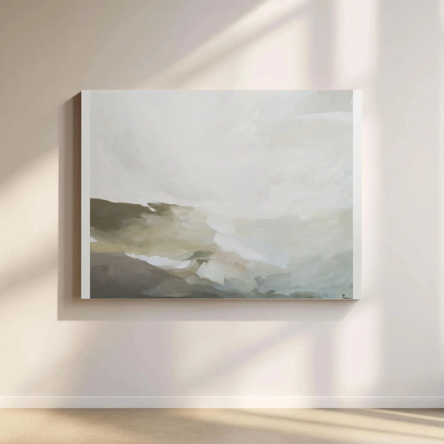 Abstract Landscape Canvas Wall Art | Minimalist Earth Tone Painting Print | Premium Gallery Wrapped Canvas | Modern Living Room Decor Gift