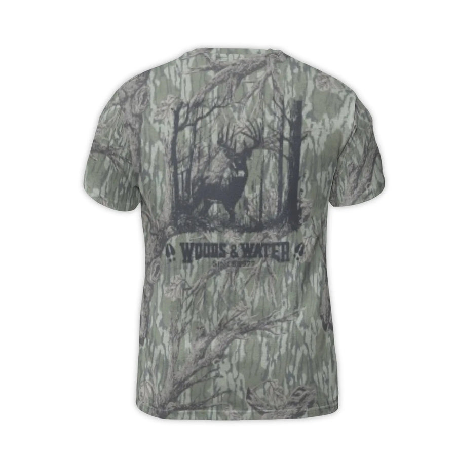 Buck Deer Camouflage T-Shirt | 3D Tree Print Hunting Graphic | Premium Polyester Jersey | Gift for Outdoorsmen and Hunters