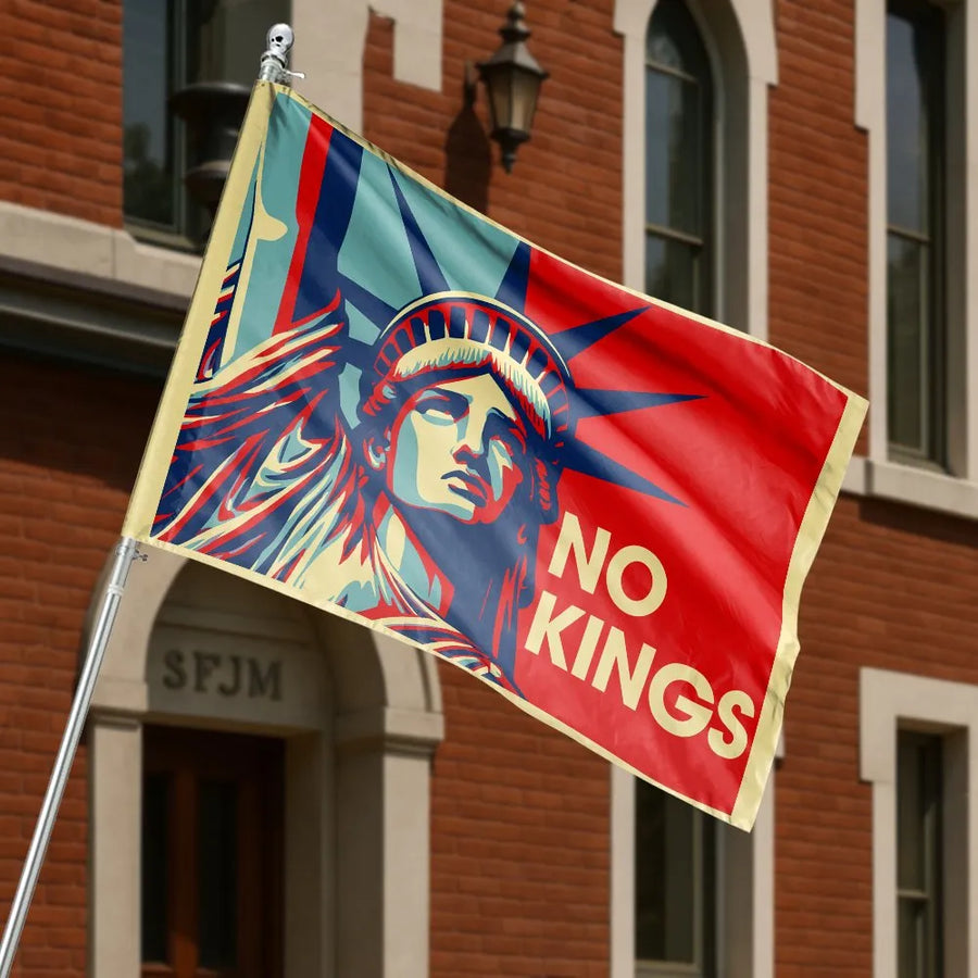 Patriotic No Kings Flag | Statue of Liberty Pop Art Design | Double-Sided Polyester | Premium Porch & Garden Decor Gift
