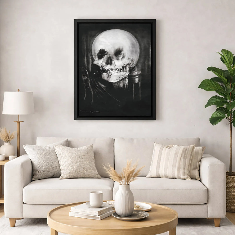All Is Vanity Wall Art | C. Allan Gilbert Optical Illusion Skull Print | Gallery-Wrapped Canvas | Gothic Home Decor & Surrealist Gift