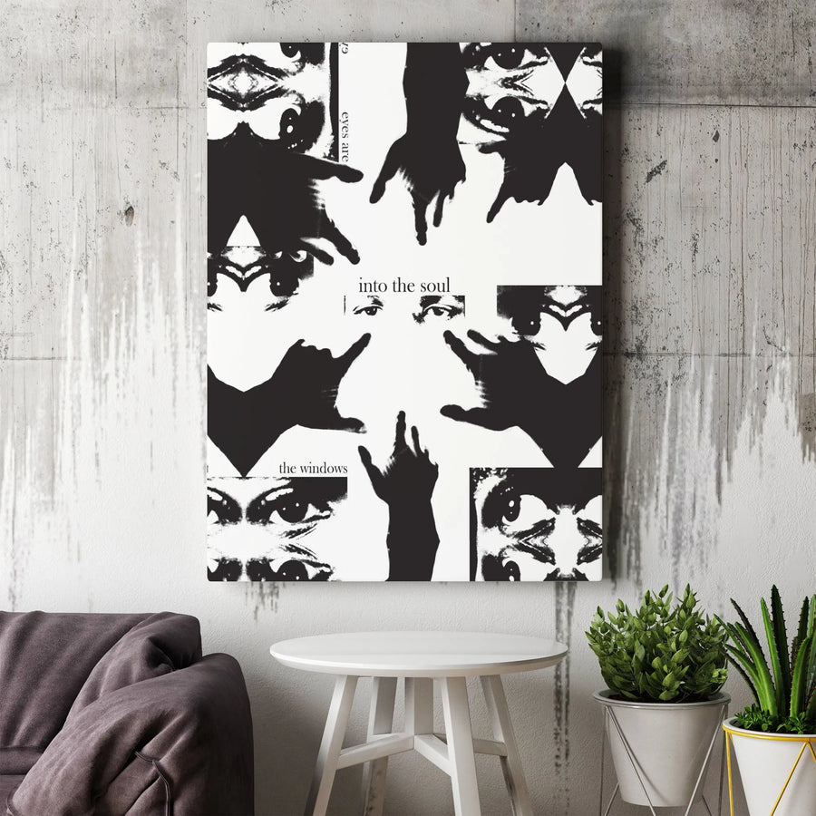 Abstract Eye Collage Canvas Art | Surreal Black and White Wall Decor | Gallery-Wrapped Premium Print | Modern Aesthetic Home or Office Gift