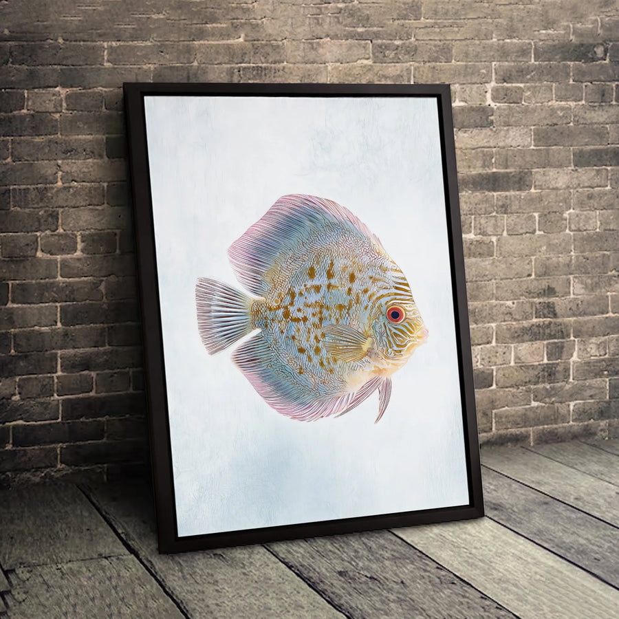 Discus Fish Canvas Wall Art | Colorful Tropical Underwater Print | Premium 1.25-inch Gallery Gallery Wrap | Modern Home Office Decor Gift