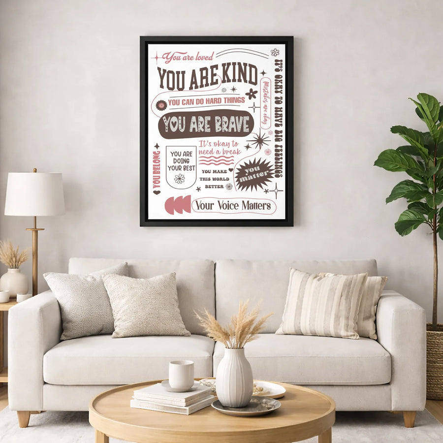 Positive Affirmations Wall Art | Boho Motivational Quotes Print | Premium Gallery Wrapped Canvas | Office Decor Gift For Her