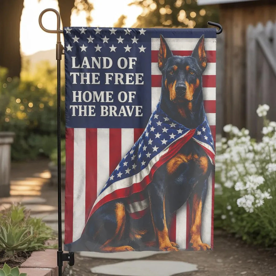 Patriotic Doberman Garden Flag | American Flag Dog Design | Weather-Resistant Double Sided Polyester | Gift for Dog Lover & Yard Decor