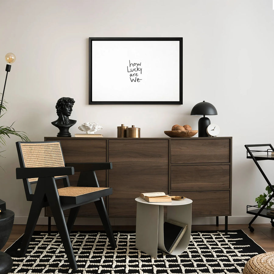How Lucky Are We Canvas Wall Art | Minimalist Typography Print | Premium 1.25" Gallery Wrap | Heartfelt Home Decor Gift for Couples