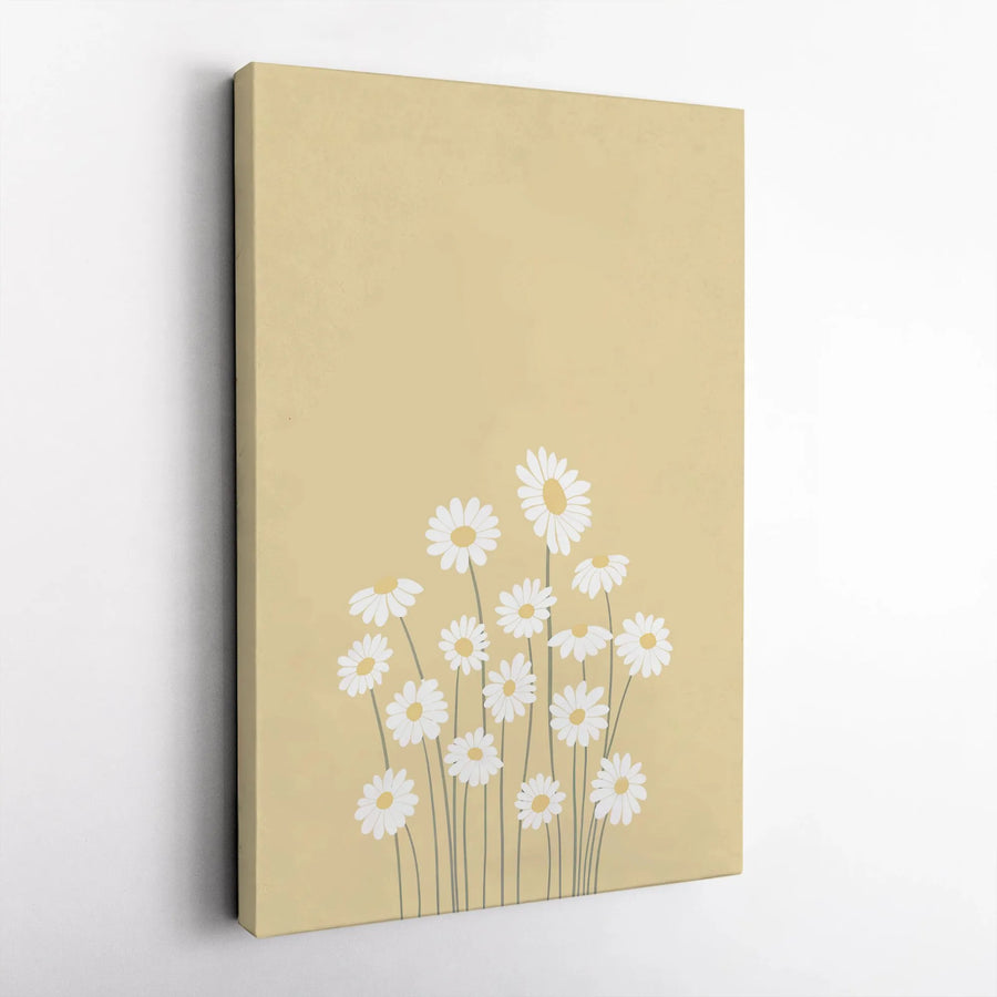 Minimalist Daisy Flower Canvas Wall Art | Soft Yellow Botanical Print | Premium Gallery Wrapped Decor | Modern Nature Gift for Home