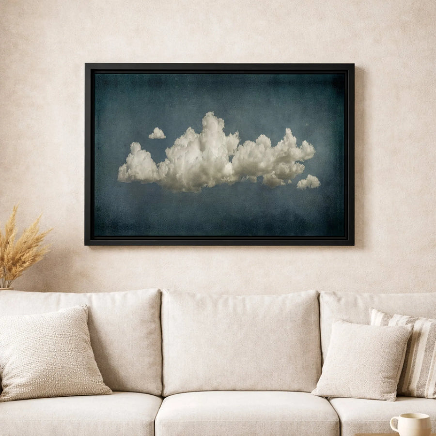 Moody Cloud Wall Art | Dark Sky Atmospheric Landscape | Premium Stretched Canvas Print | Serene Home Office Decor Gift