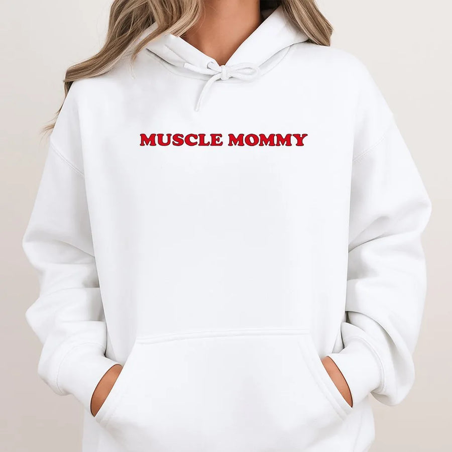 Muscle Mommy Hoodie | Funny Gym Graphic Sweatshirt | Premium Cotton-Blend Pullover | Trendy Workout Gift for Women