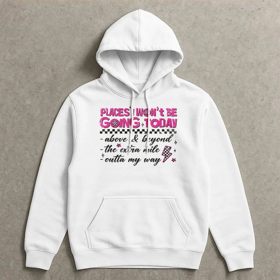 Funny Sarcastic Hoodie | Retro Checkerboard 'Going Today' Quote | Premium Soft Cotton | Edgy Y2K Style Gift for Women