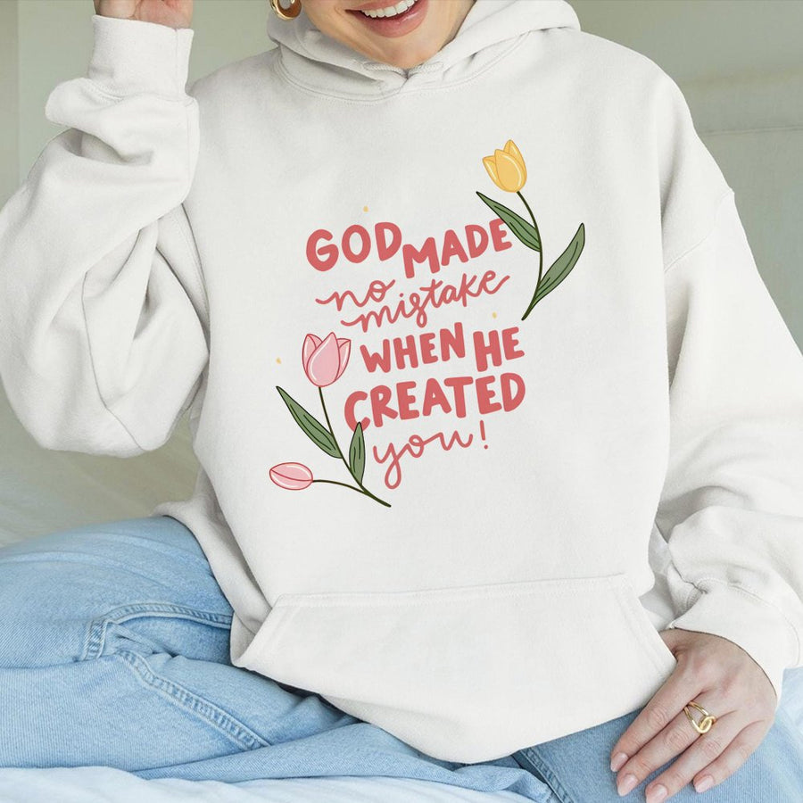 God Made No Mistake Hoodie | Inspirational Christian Quote | Premium Cotton Blend | Faith-Based Gift For Men And Women