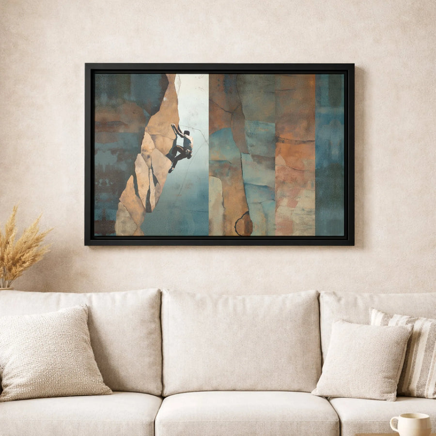Rock Climber Canvas Print | Abstract Mountain Adventure Wall Art | Premium Gallery Wrapped Decor | Modern Sports Gift for Climber