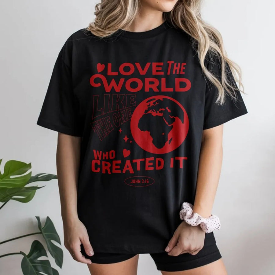 Love The World John 3:16 T-Shirt | Christian Graphic Faith Design | Premium Cotton Apparel | Meaningful Religious Gift for Believers