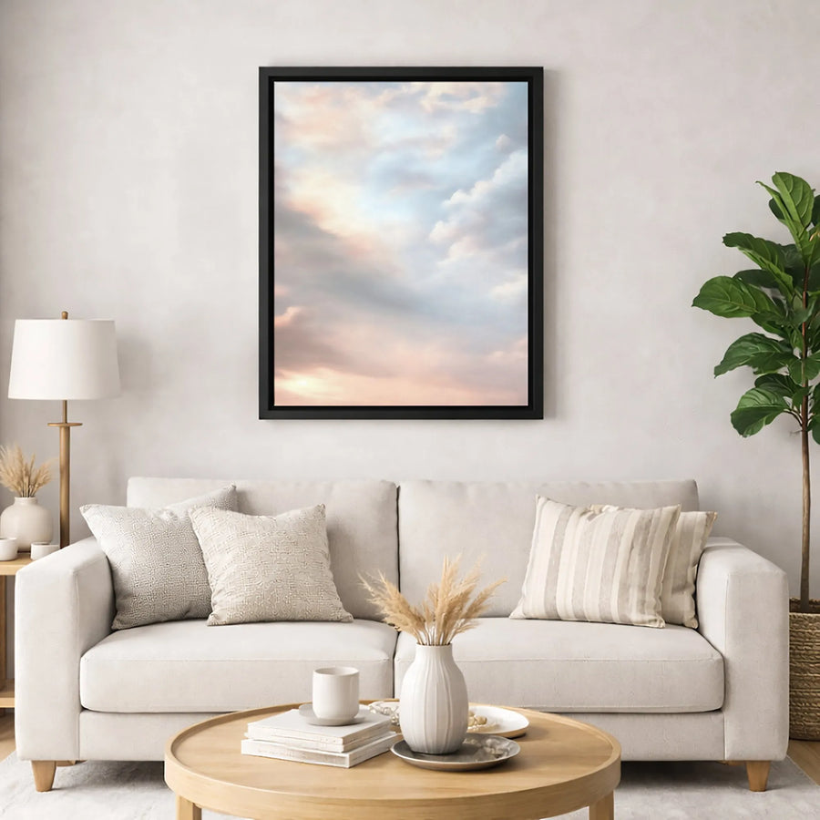 Pastel Cloudscape Canvas Wall Art | Soft Sky Sunset Aesthetic | Premium Fade-Resistant Print | Minimalist Modern Home Decor Gift