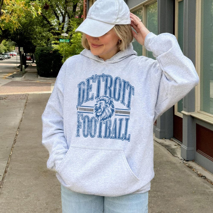Detroit Football With Roaring Lion Mascot Hoodie