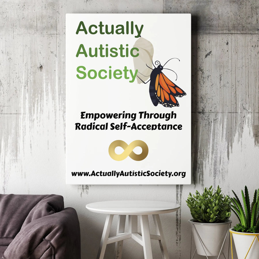 Actually Autistic Pride Wall Art | Butterfly Metamorphosis Infinity Symbol | Premium Gallery Canvas | Neurodivergent Acceptance Gift
