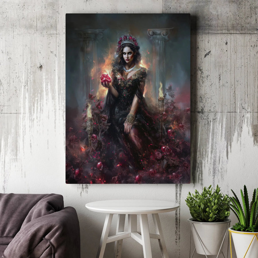 Persephone Canvas Wall Art | Gothic Queen of the Underworld Print | Premium 1.25" Gallery Wrap | Dark Academia Home Decor Gift