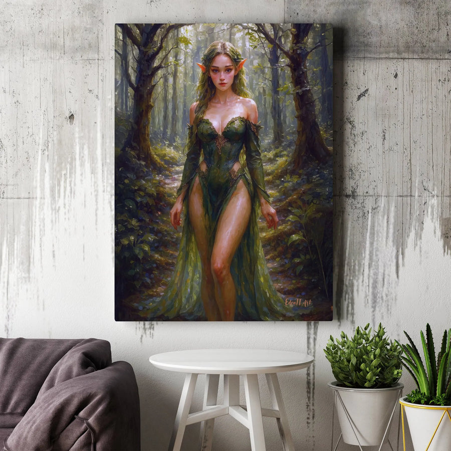 Fantasy Elf Wall Art | Enchanted Forest Portrait Canvas Print | Premium Fade-Resistant Ink | Collector's Gift for Fantasy Lovers