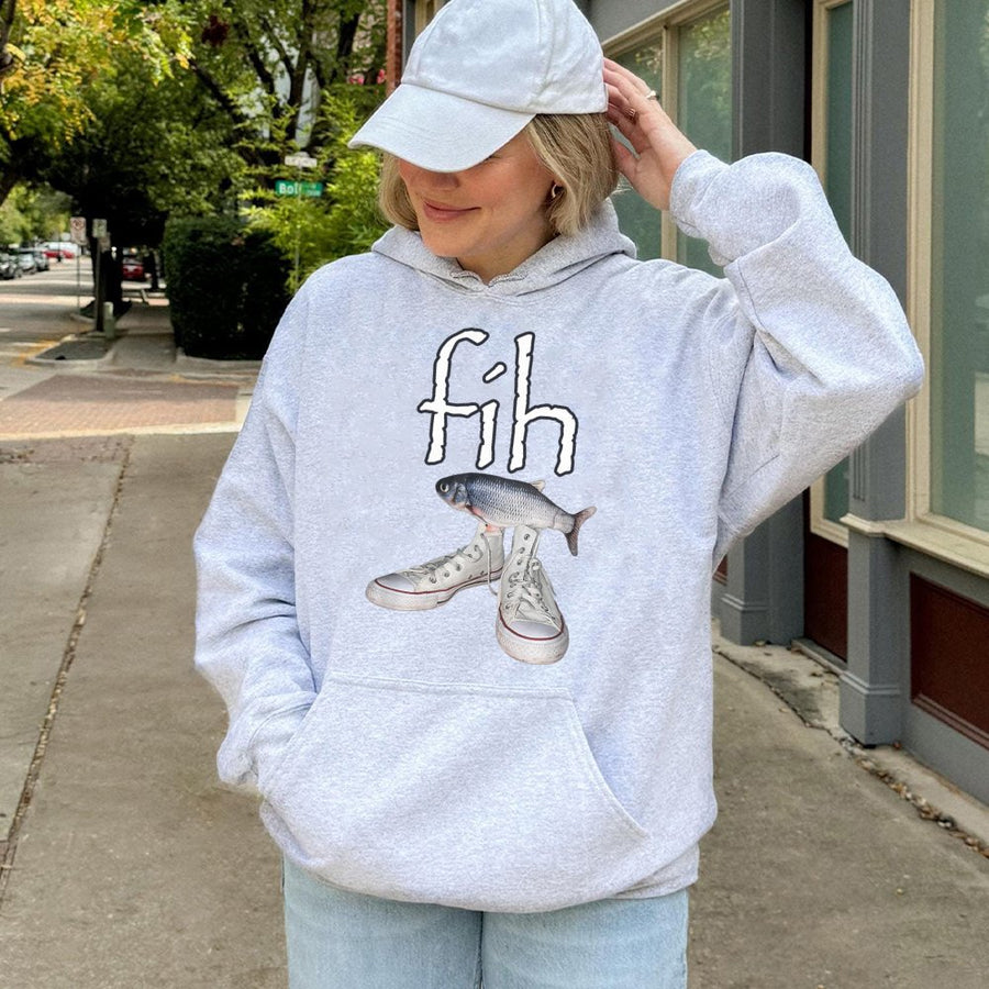 Fih Hoodie | Funny Misspelled Fish Meme Design | Cotton-Blend Premium Comfort | Sarcastic Gift for Gen Z Internet Humor Lovers
