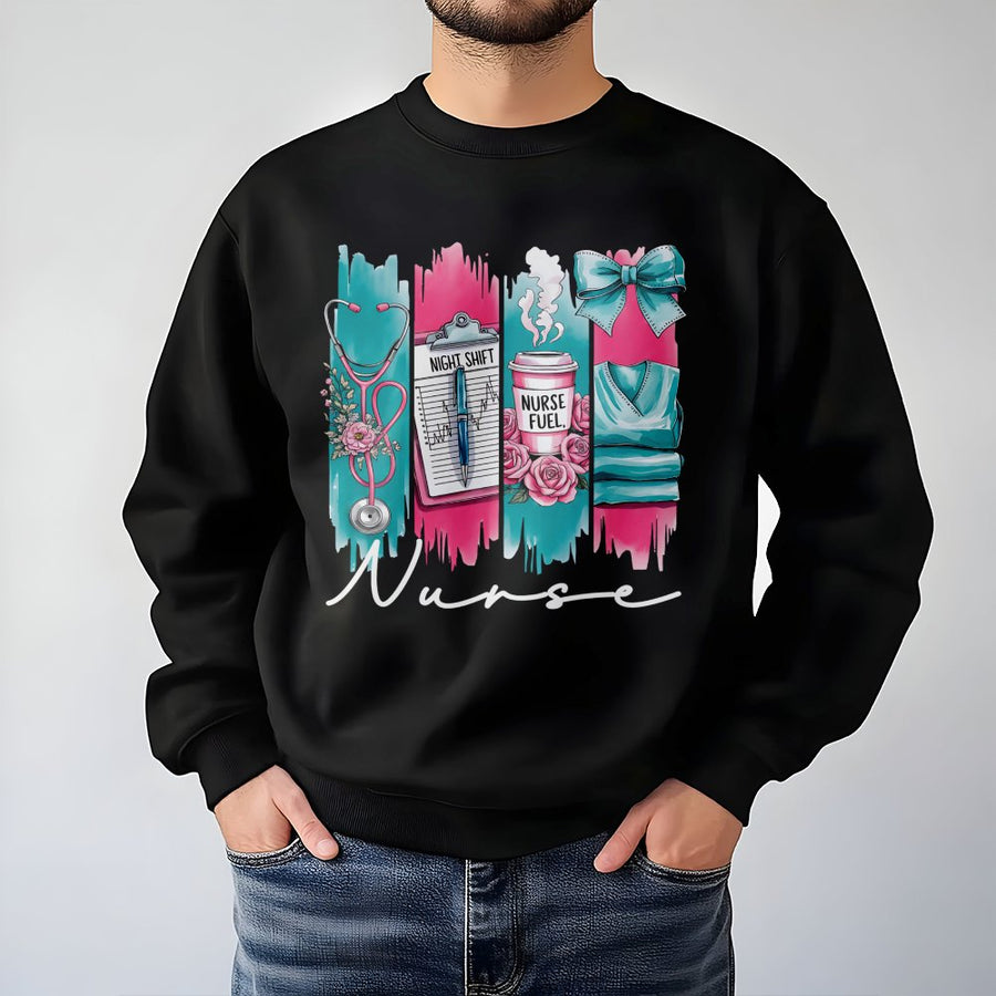 Nurse Sweatshirt | Coquette Floral Stethoscope Design | Premium Cotton Blend | Graduation Gift for Nursing Students and Registered Nurses