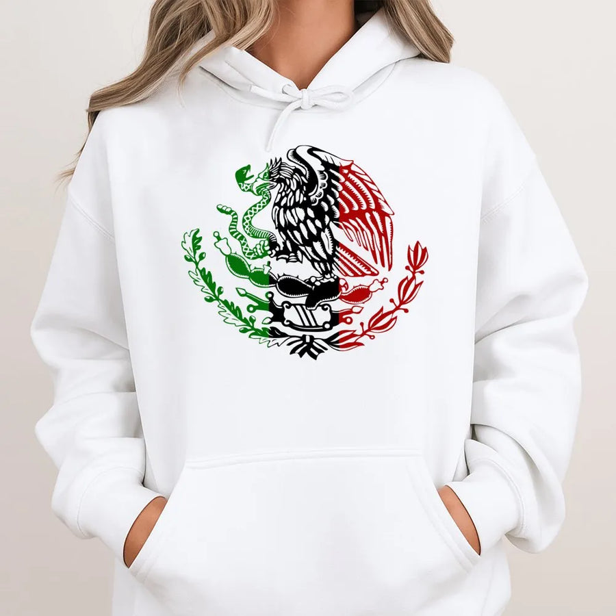 Mexico Eagle Hoodie | Mexican Flag Coat of Arms Graphic | Premium Cotton Blend | Unisex Gift for Mexico Heritage and Pride