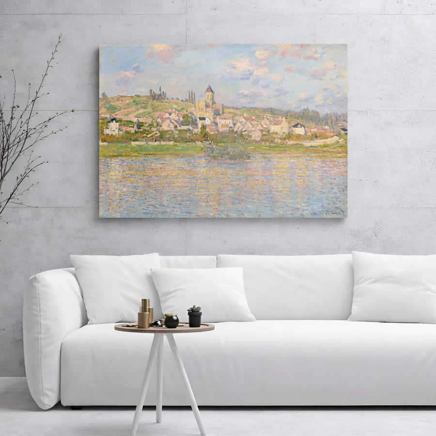 Claude Monet Vetheuil Canvas Wall Art | Impressionist Landscape Print | Premium 1.25" Gallery Wrap | Museum Quality Home Decor Gift