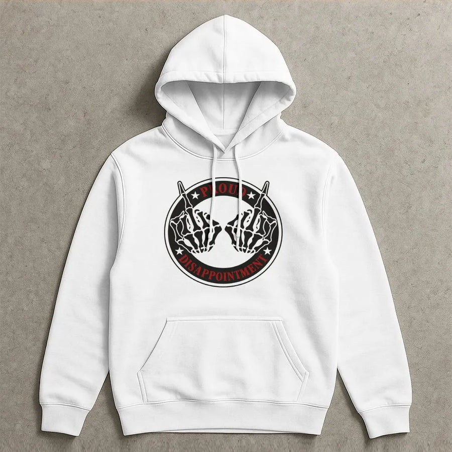 Proud Disappointment Skeleton Hands Hoodie | Sassy Middle Finger Graphic | Premium Cotton-Poly Blend | Edgy Streetwear Gift For Teens & Adults