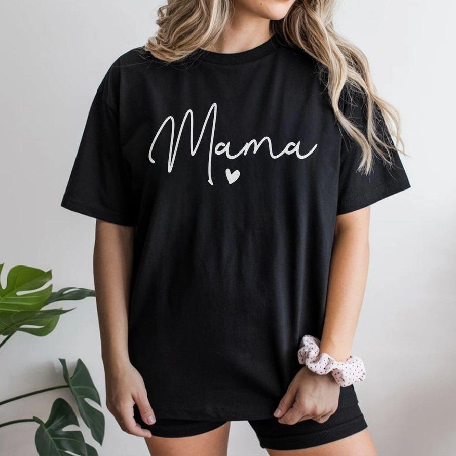 Mama T-Shirt | Minimalist Script Lettering With Heart | Premium Soft Cotton Tee | Cute Gift For Mom, Birthday Or Mother's Day 2026