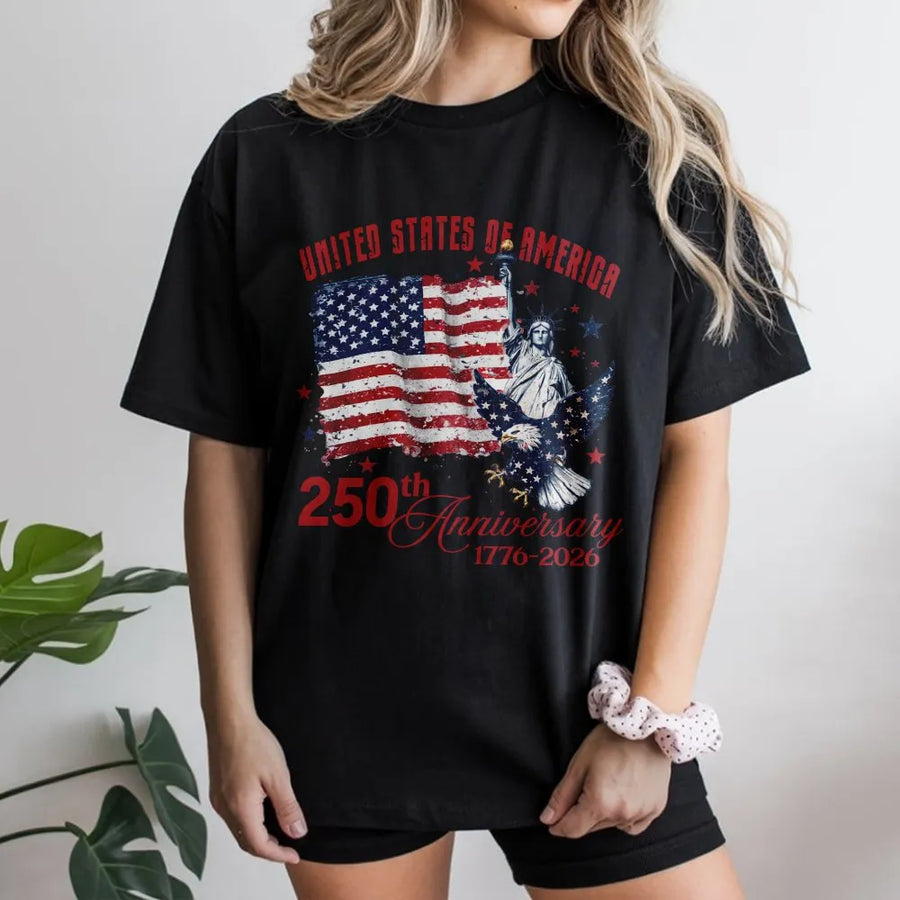 USA 250th Anniversary T-Shirt | Vintage American Flag 1776-2026 Design | Premium Cotton-Blend | Patriotic 4th of July Collector's Gift