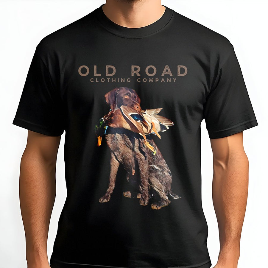 German Wirehaired Pointer T-Shirt | Duck Hunting Bird Dog Graphic | Premium 100% Cotton Tee | Gift for Hunter & Outdoorsman