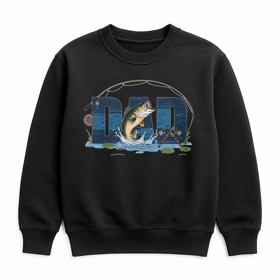Fishing Dad Sweatshirt | Jumping Bass Graphic Design | Premium Cotton Blend | Best Gift for Fisherman, Outdoorsman, Father's Day 2026