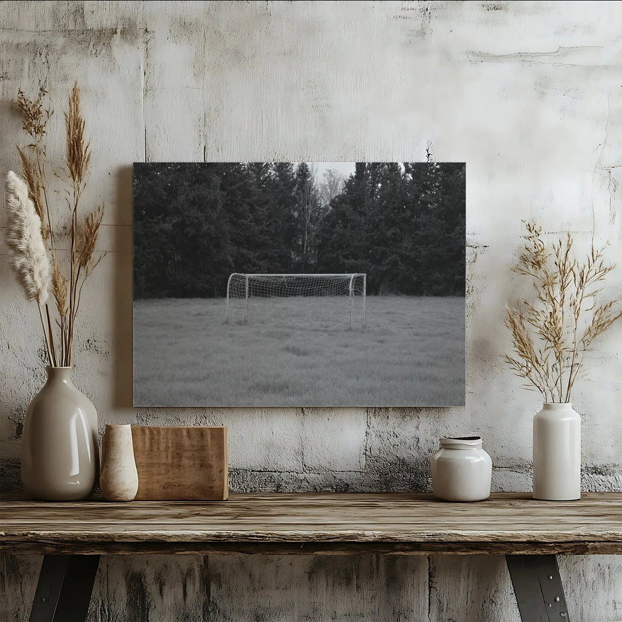 Minimalist Soccer Field Canvas | Black & White Photography Wall Art | Premium Gallery Wrapped Canvas | Sports Decor Gift for Coach