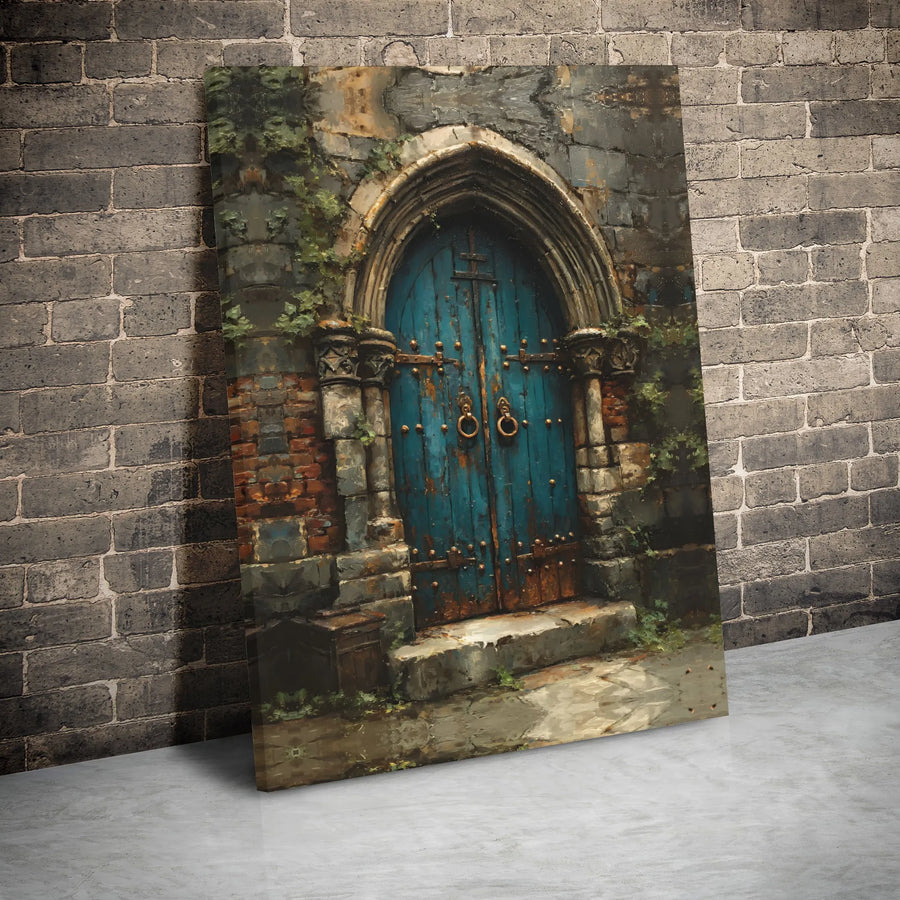 Gothic Church Door Canvas Wall Art | Moody Vintage Architecture Print | Premium Gallery Wrapped Decor | Gift for History Lovers