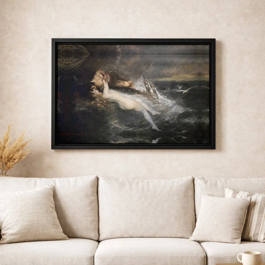 The Fisherman and the Syren Canvas Print | Frederic Leighton Fine Art Reproduction | Gallery-Wrapped Premium Wall Decor | Romantic Victorian Era Gift