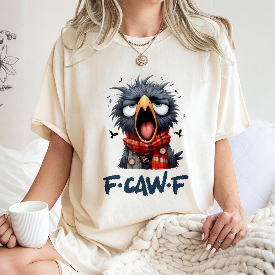 Funny Crow T-Shirt | F-Caw-F Graphic Cartoon Bird Design | Premium Cotton Apparel | Witty Animal Lover Gift for Men and Women